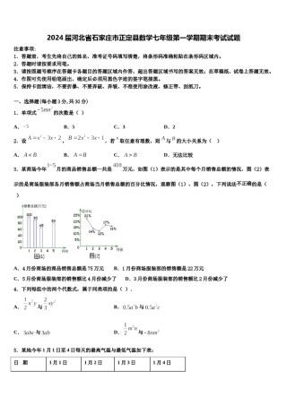 2024届河北省石家庄市正定县数学七年级第一学期期末考试试题含解析.doc
