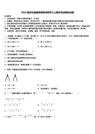 2024届河北省隆尧县联考数学七上期末考试模拟试题含解析.doc