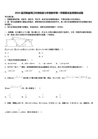 2024届河南省周口市淮阳县七年级数学第一学期期末监测模拟试题含解析.doc