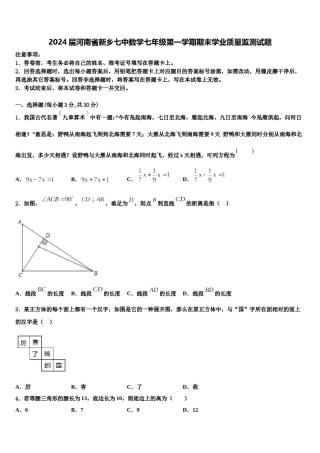 2024届河南省新乡七中数学七年级第一学期期末学业质量监测试题含解析.doc
