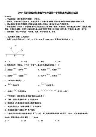 2024届河南省永城市数学七年级第一学期期末考试模拟试题含解析.doc