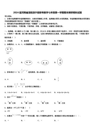 2024届河南省洛阳洛宁县联考数学七年级第一学期期末调研模拟试题含解析.doc