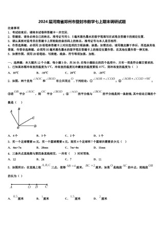 2024届河南省郑州市登封市数学七上期末调研试题含解析.doc