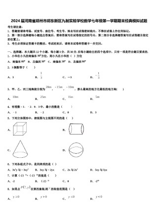 2024届河南省郑州市郑东新区九制实验学校数学七年级第一学期期末经典模拟试题含解析.doc