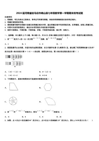 2024届河南省驻马店市确山县七年级数学第一学期期末统考试题含解析.doc