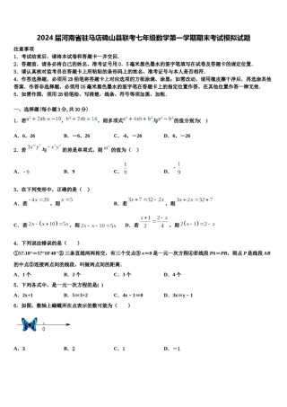 2024届河南省驻马店确山县联考七年级数学第一学期期末考试模拟试题含解析.doc
