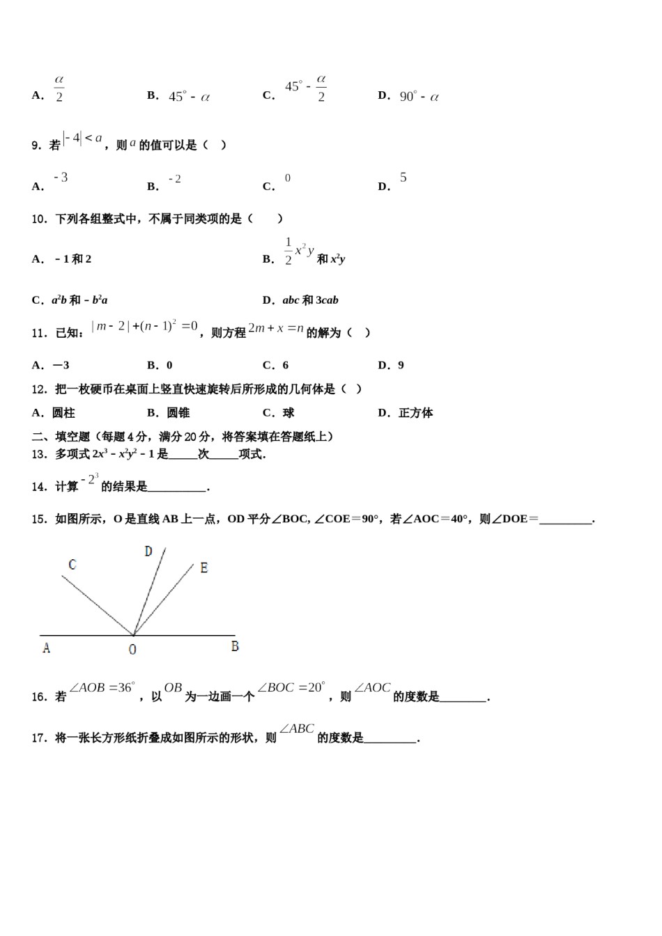 2024届海南省华东师大二附中数学七上期末质量检测试题含解析.doc_第2页