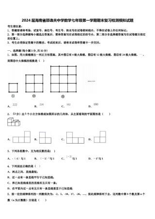 2024届海南省邵逸夫中学数学七年级第一学期期末复习检测模拟试题含解析.doc