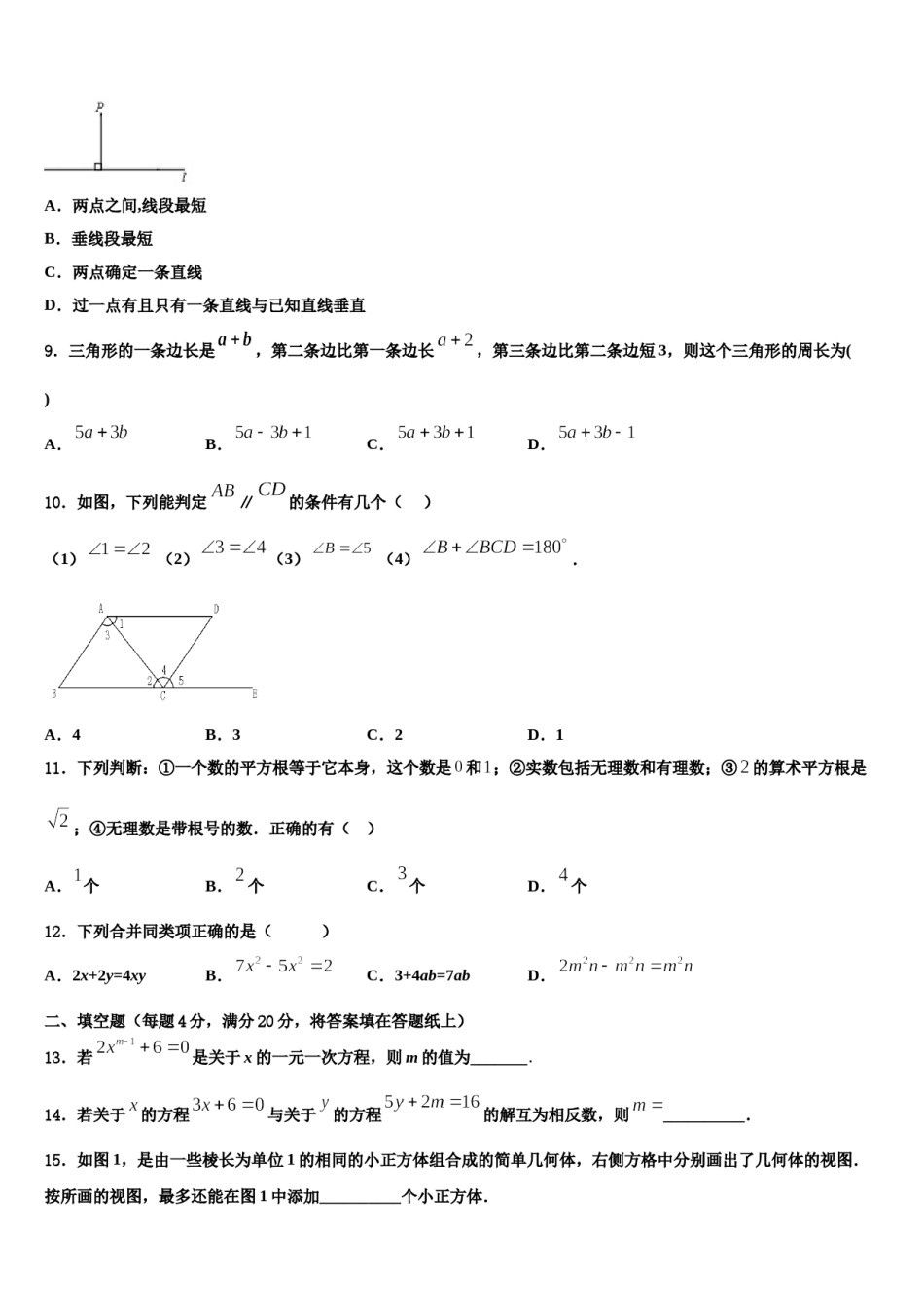 2024届深圳龙文七年级数学第一学期期末监测模拟试题含解析.doc_第2页