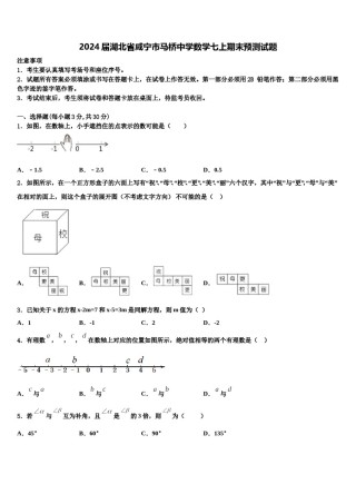 2024届湖北省咸宁市马桥中学数学七上期末预测试题含解析.doc
