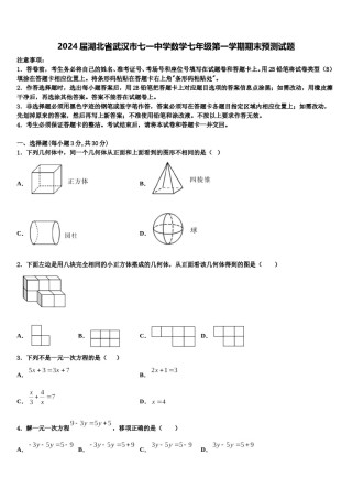 2024届湖北省武汉市七一中学数学七年级第一学期期末预测试题含解析.doc