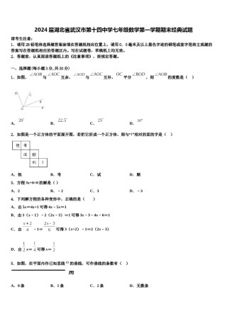 2024届湖北省武汉市第十四中学七年级数学第一学期期末经典试题含解析.doc