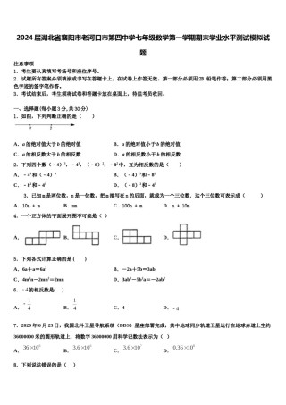 2024届湖北省襄阳市老河口市第四中学七年级数学第一学期期末学业水平测试模拟试题含解析.doc