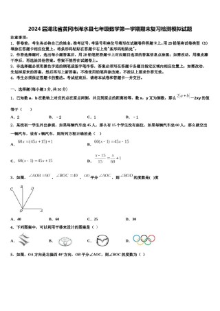 2024届湖北省黄冈市浠水县七年级数学第一学期期末复习检测模拟试题含解析.doc