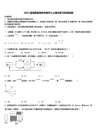 2024届湖南省耒阳市数学七上期末复习检测试题含解析.doc
