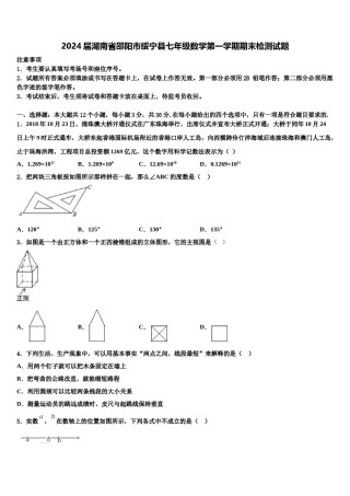 2024届湖南省邵阳市绥宁县七年级数学第一学期期末检测试题含解析.doc