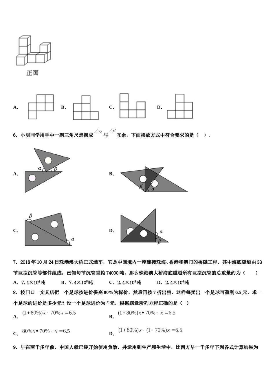 2024届湖南省邵阳市隆回县数学七上期末综合测试试题含解析.doc_第2页