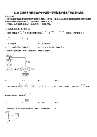 2024届湖南省隆回县数学七年级第一学期期末学业水平测试模拟试题含解析.doc