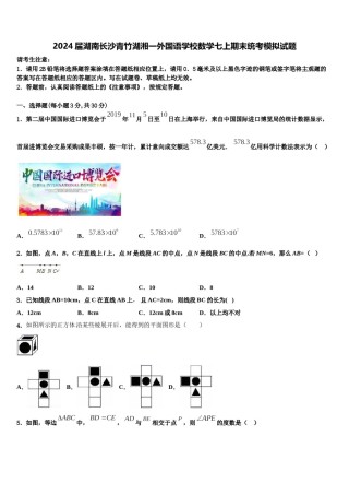 2024届湖南长沙青竹湖湘一外国语学校数学七上期末统考模拟试题含解析.doc