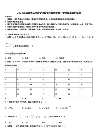 2024届福建省三明市宁化县七年级数学第一学期期末调研试题含解析.doc
