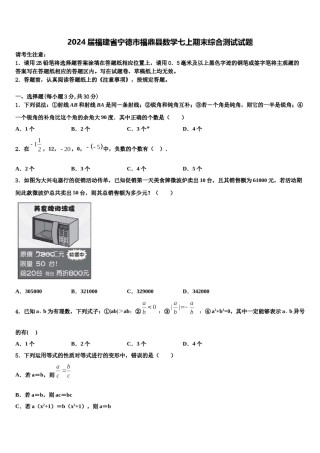 2024届福建省宁德市福鼎县数学七上期末综合测试试题含解析.doc