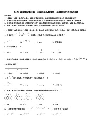 2024届福建省平和第一中学数学七年级第一学期期末达标测试试题含解析.doc