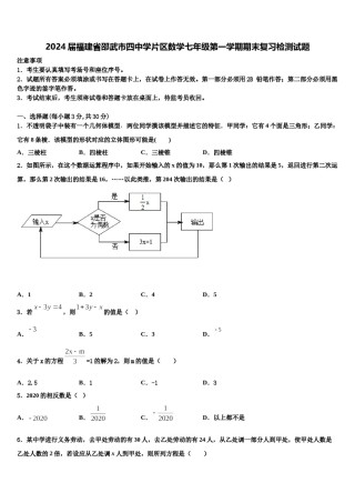 2024届福建省邵武市四中学片区数学七年级第一学期期末复习检测试题含解析.doc