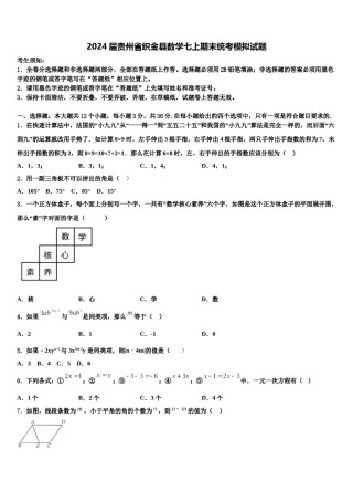 2024届贵州省织金县数学七上期末统考模拟试题含解析.doc