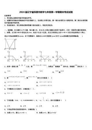 2024届辽宁省抚顺市数学七年级第一学期期末考试试题含解析.doc