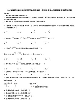 2024届辽宁省沈阳市和平区外国语学校七年级数学第一学期期末质量检测试题含解析.doc