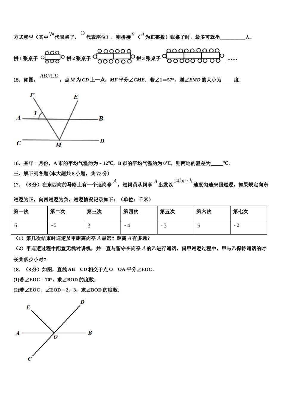 2024届辽宁省辽阳市太子河区数学七年级第一学期期末检测模拟试题含解析.doc_第3页