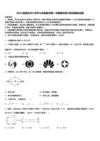 2024届重庆市八中学七年级数学第一学期期末复习检测模拟试题含解析.doc