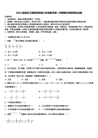 2024届重庆江南新区联盟七年级数学第一学期期末调研模拟试题含解析.doc