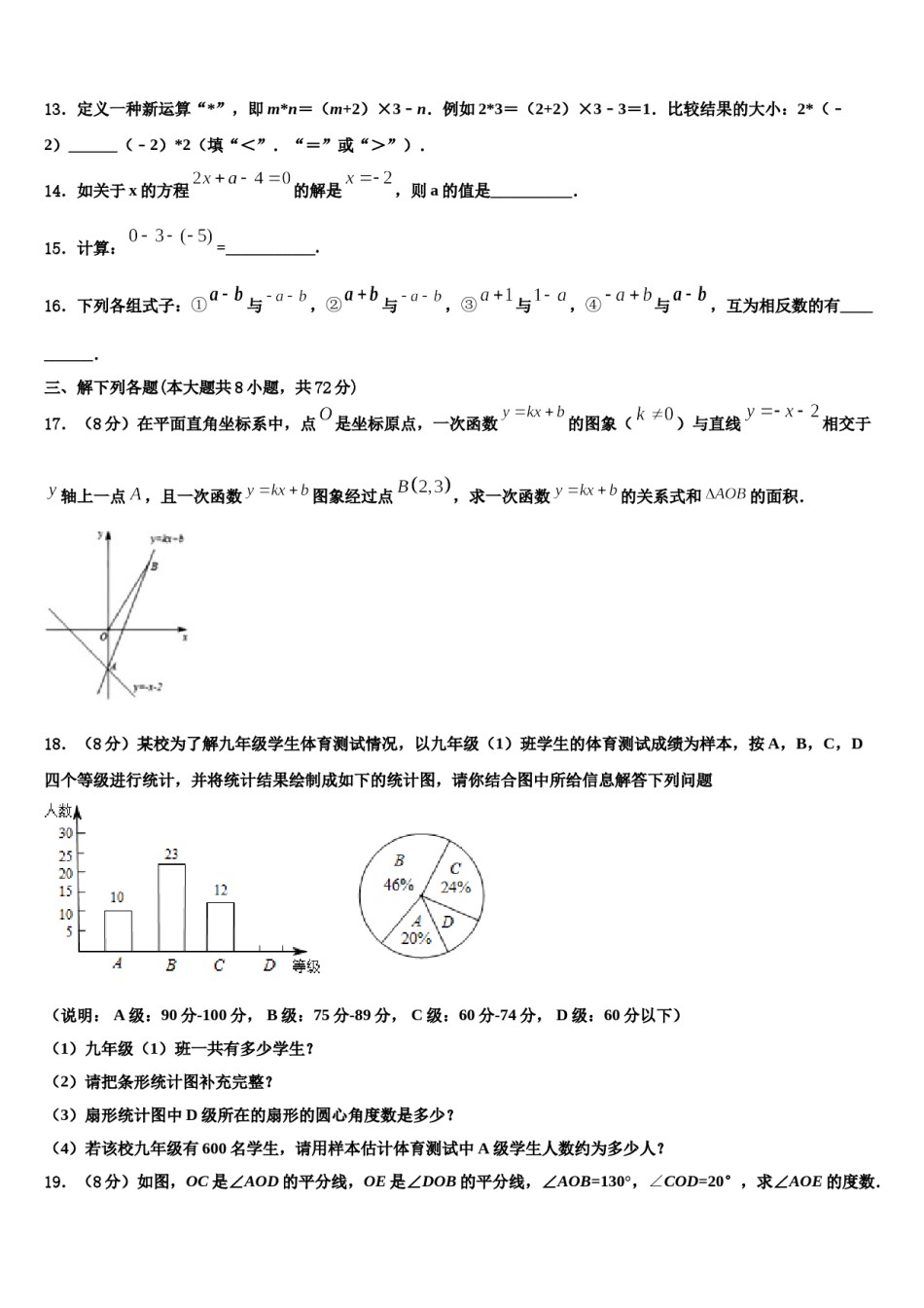 2024届陕西省安工业大附属中学数学七年级第一学期期末质量跟踪监视模拟试题含解析.doc_第3页