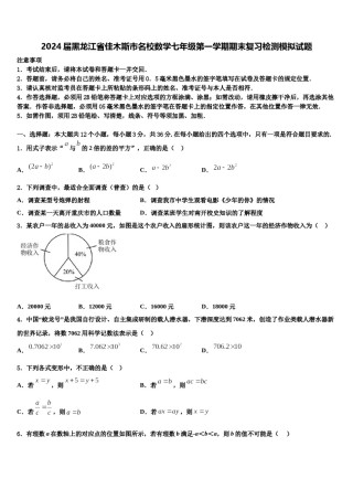 2024届黑龙江省佳木斯市名校数学七年级第一学期期末复习检测模拟试题含解析.doc