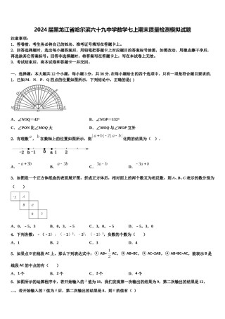 2024届黑龙江省哈尔滨六十九中学数学七上期末质量检测模拟试题含解析.doc