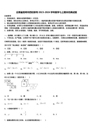 云南省昆明市四校联考2023-2024学年数学七上期末经典试题含解析.doc