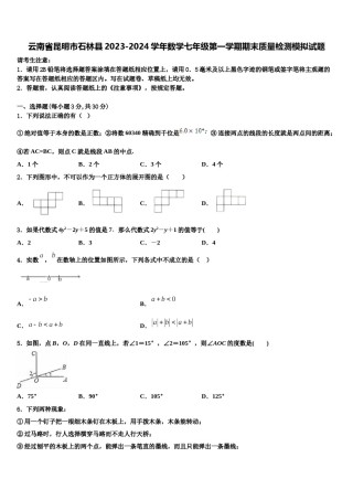 云南省昆明市石林县2023-2024学年数学七年级第一学期期末质量检测模拟试题含解析.doc