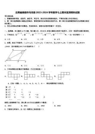 云南省曲靖市马龙县2023-2024学年数学七上期末监测模拟试题含解析.doc