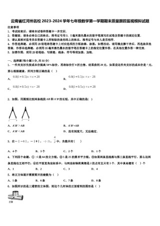 云南省红河州名校2023-2024学年七年级数学第一学期期末质量跟踪监视模拟试题含解析.doc