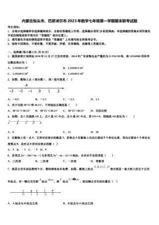 内蒙古包头市、巴彦淖尔市2023年数学七年级第一学期期末联考试题含解析.doc