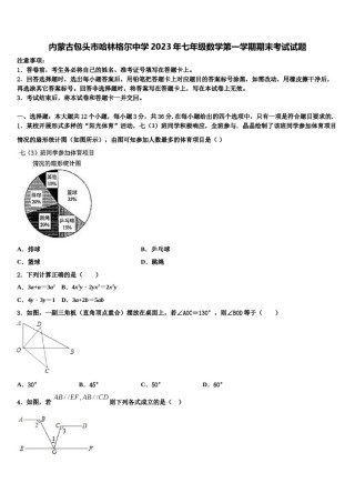 内蒙古包头市哈林格尔中学2023年七年级数学第一学期期末考试试题含解析.doc