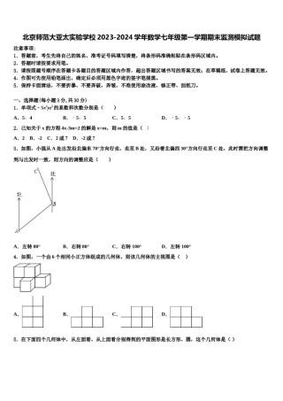 北京师范大亚太实验学校2023-2024学年数学七年级第一学期期末监测模拟试题含解析.doc