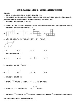十堰市重点中学2023年数学七年级第一学期期末预测试题含解析.doc