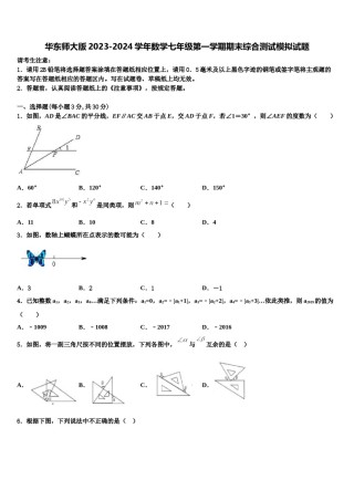 华东师大版2023-2024学年数学七年级第一学期期末综合测试模拟试题含解析.doc