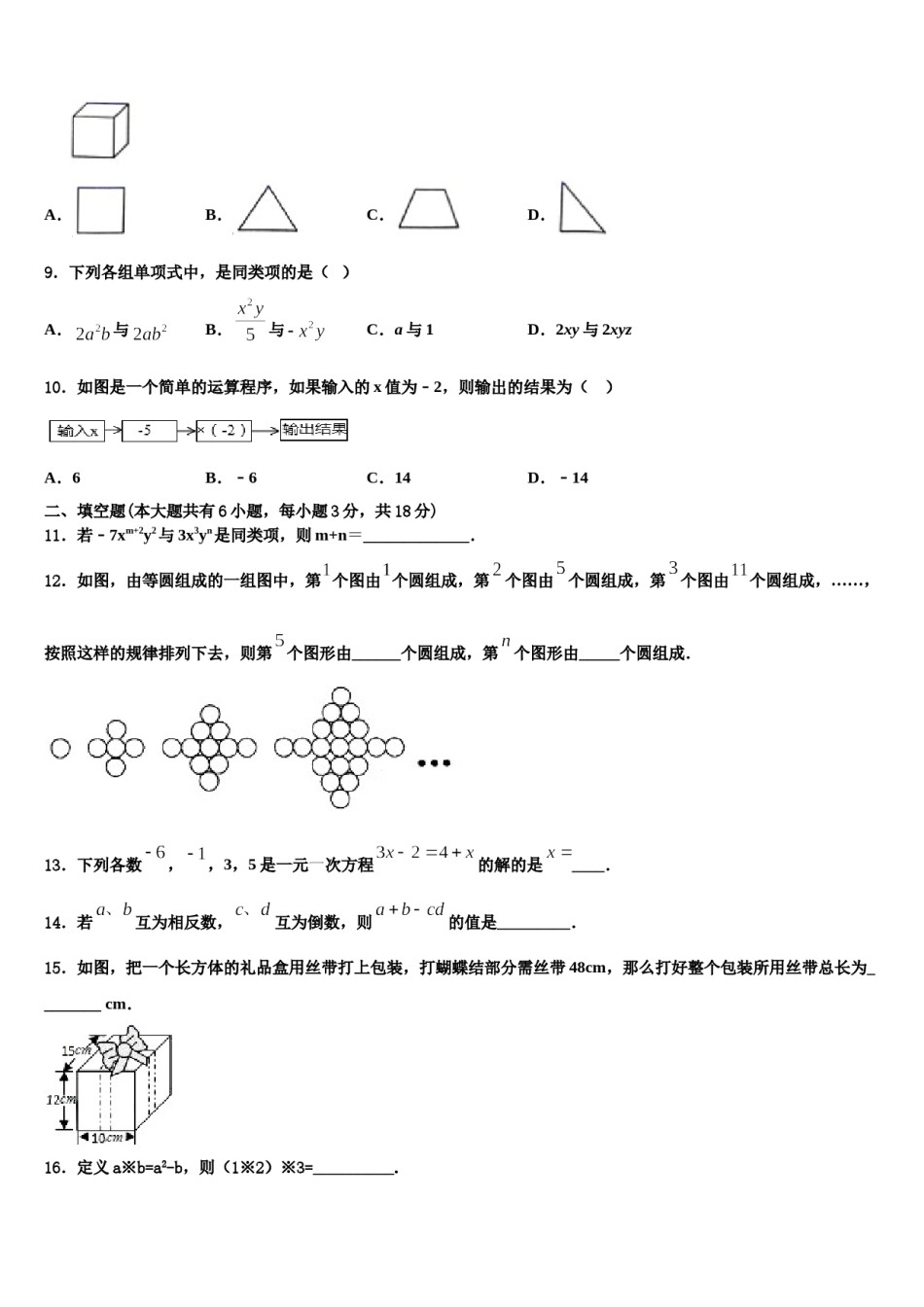 南省郴州市2023-2024学年数学七上期末达标检测试题含解析.doc_第2页
