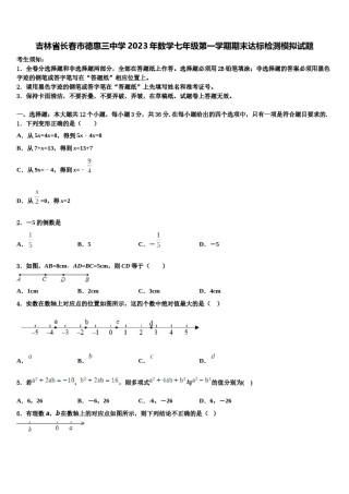 吉林省长春市德惠三中学2023年数学七年级第一学期期末达标检测模拟试题含解析.doc