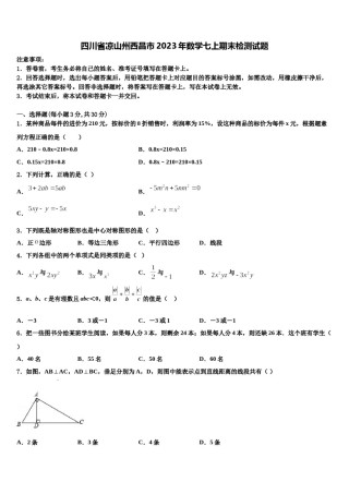 四川省凉山州西昌市2023年数学七上期末检测试题含解析.doc
