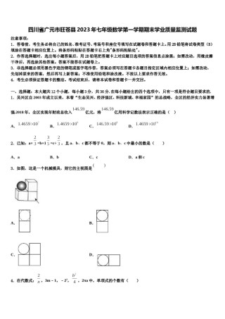 四川省广元市旺苍县2023年七年级数学第一学期期末学业质量监测试题含解析.doc