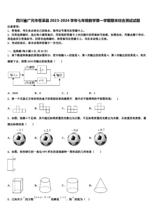 四川省广元市苍溪县2023-2024学年七年级数学第一学期期末综合测试试题含解析.doc